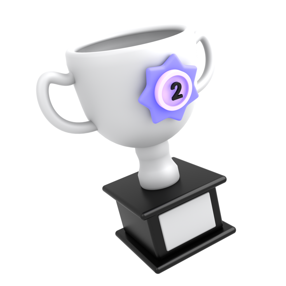 3d icon trophy with silver badge png