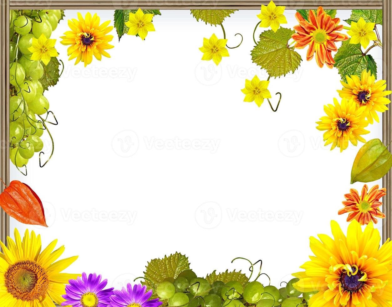 Frame of flowers and foliage photo