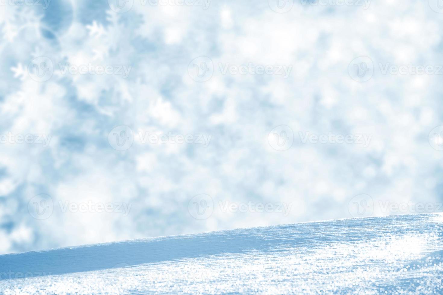 White fluffy snowflakes on snow. Winter christmas background. photo