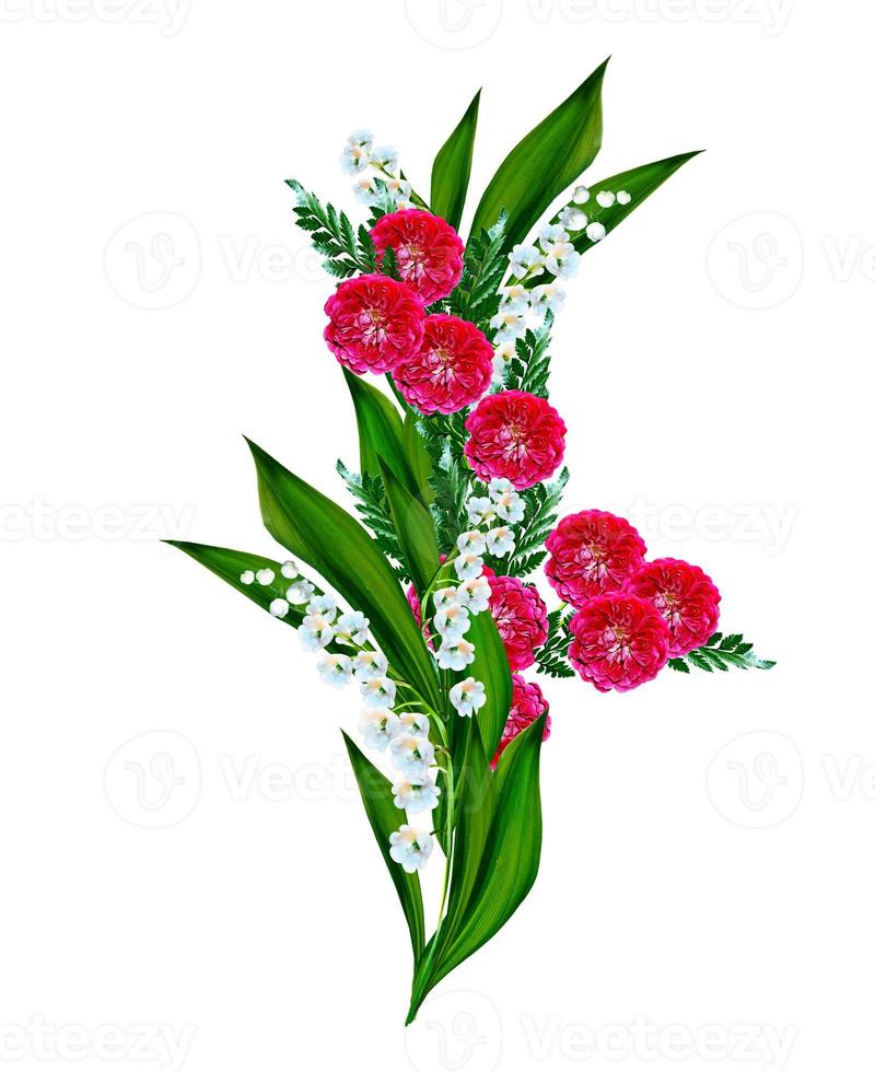 Holiday card with roses and lilies of the valley photo