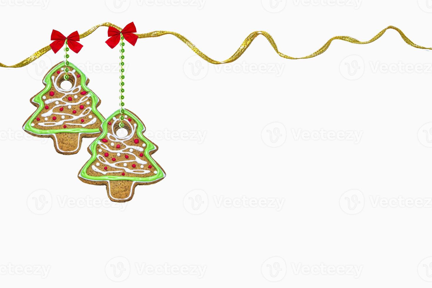 colorful gingerbread cookies isolated on white background. photo
