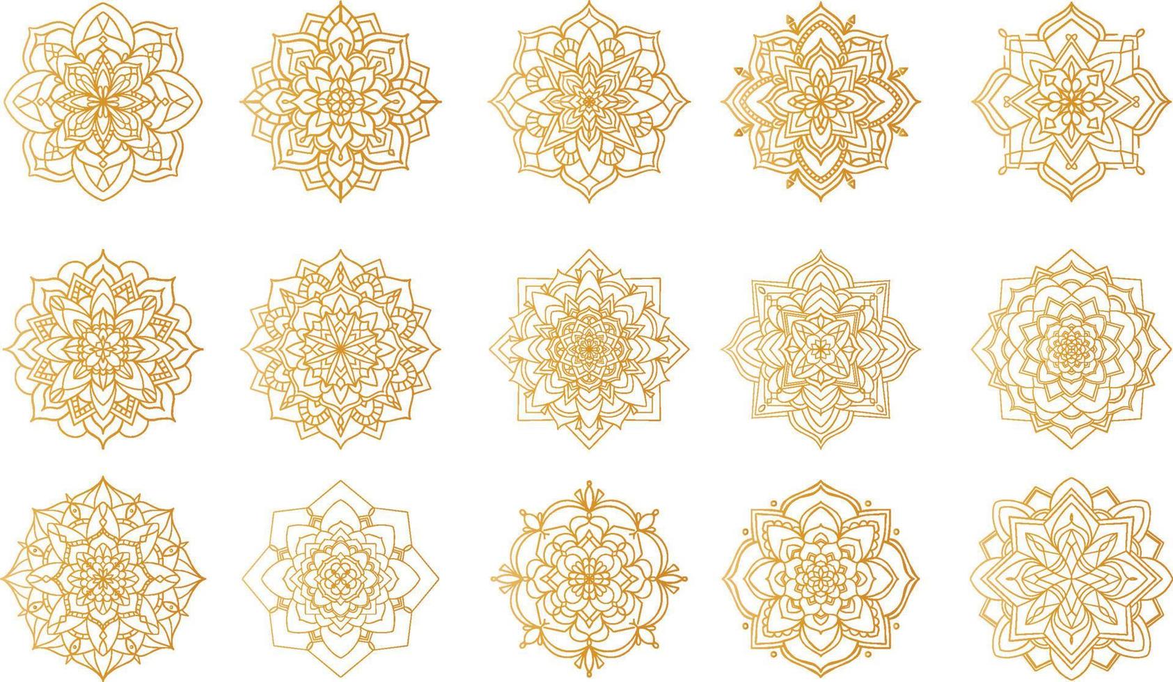 ilustración de icono de logotipo vectorial de diseño de mandala de lujo dorado para impresión, póster, portada, patrón redondo oriental. motivos islámicos, árabes, indios, turcos, paquistaníes, chinos y otomanos. flores dibujadas a mano vector