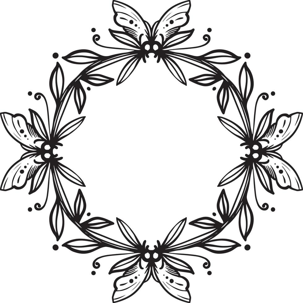 Floral Wreath Monogram Botanical Frame vector