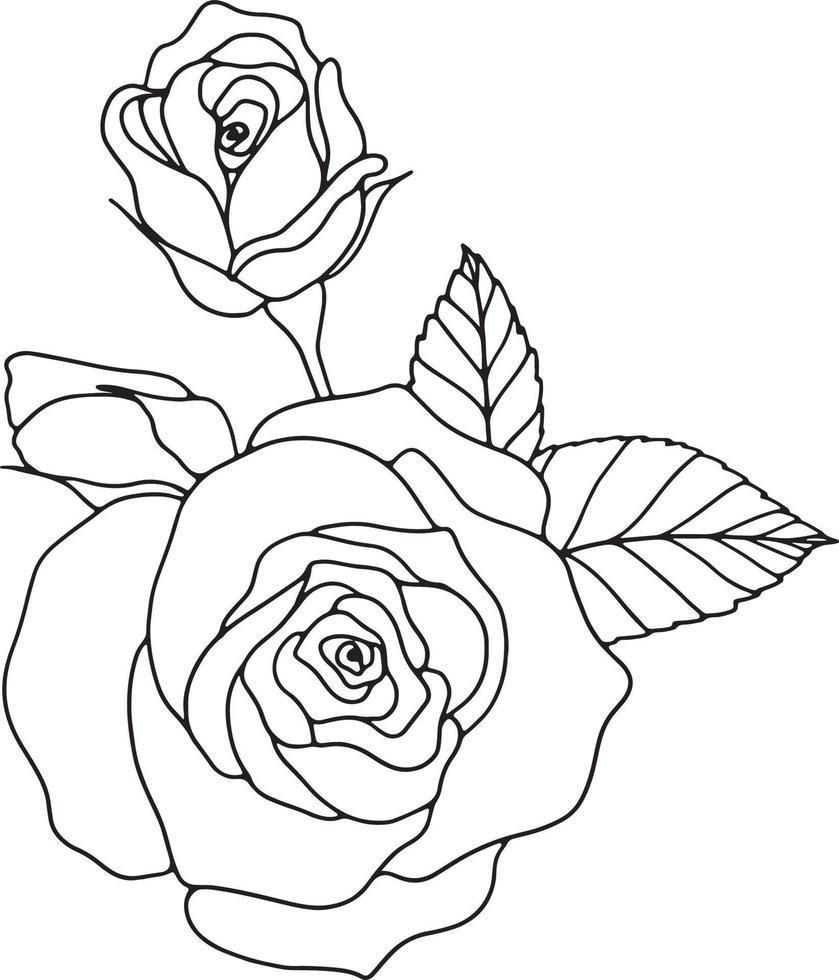 Rose Line Art Floral Line Art Rose Flower Line Art Vector Illustration For Invitation, Cards, Etc.