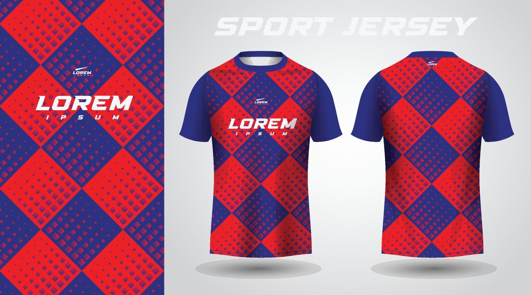 diseño de jersey deportivo de camisa roja azul vector