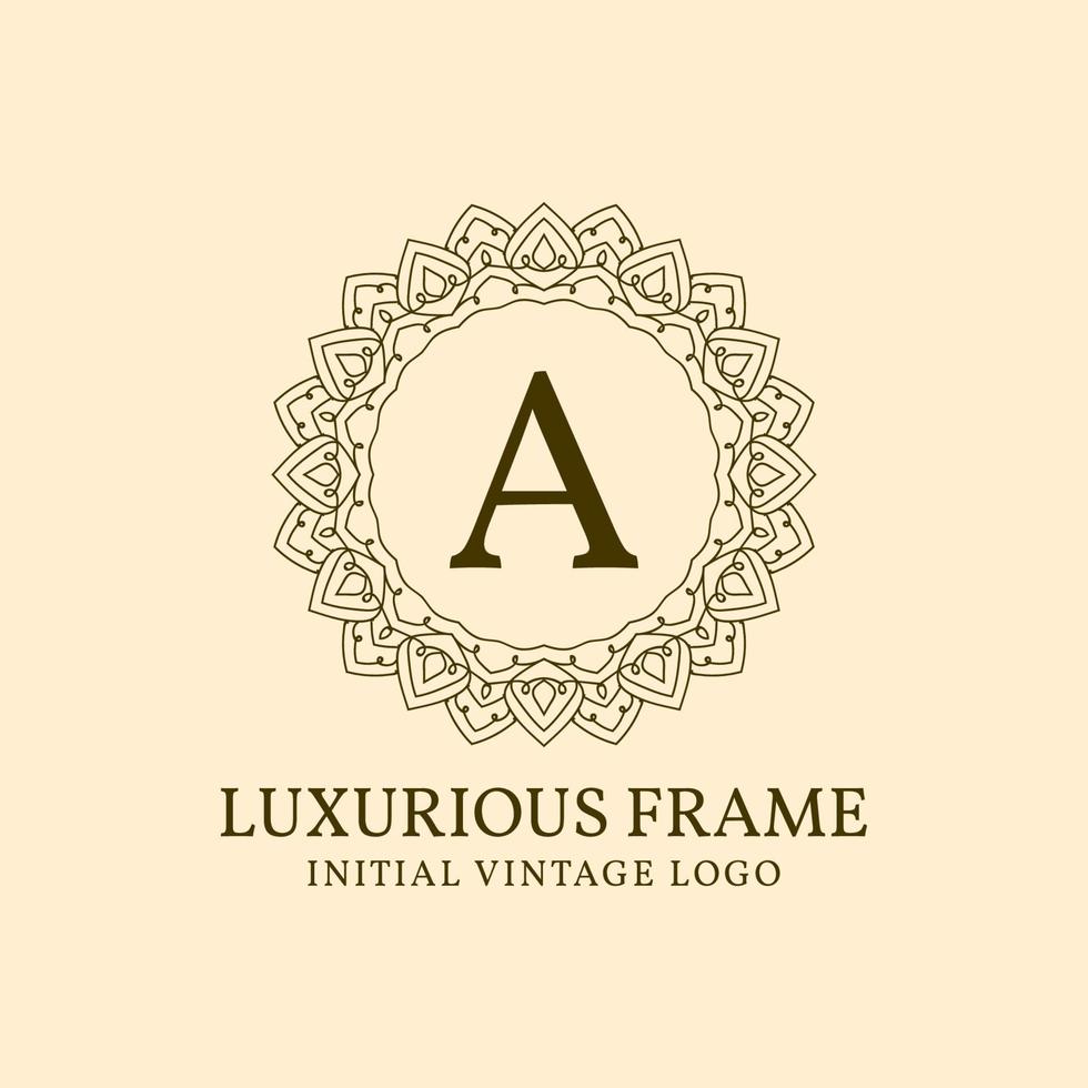 letter A luxurious frame initial vintage vector logo design element