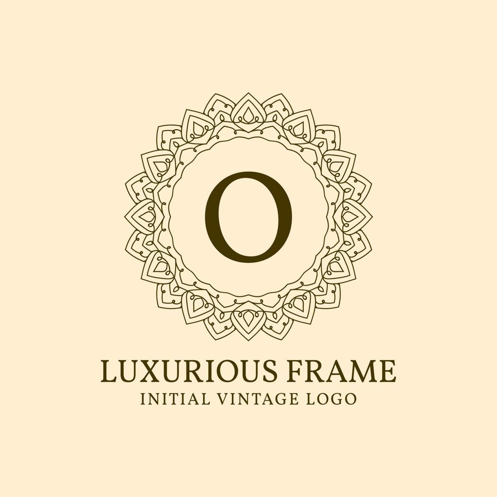 letter O luxurious frame initial vintage vector logo design element