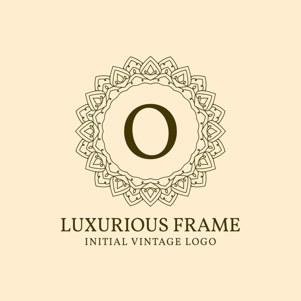 letter O luxurious frame initial vintage vector logo design element