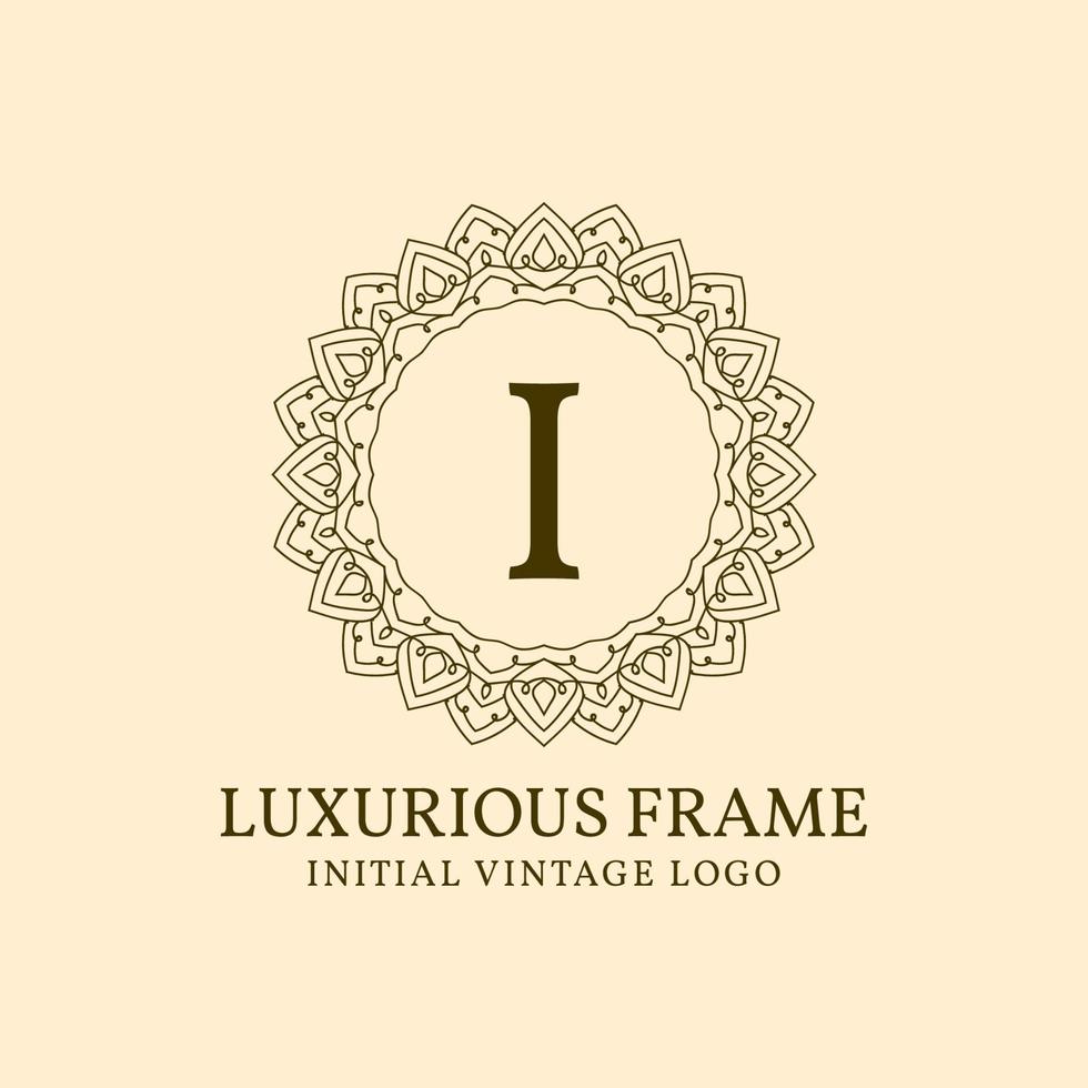 letter I luxurious frame initial vintage vector logo design element