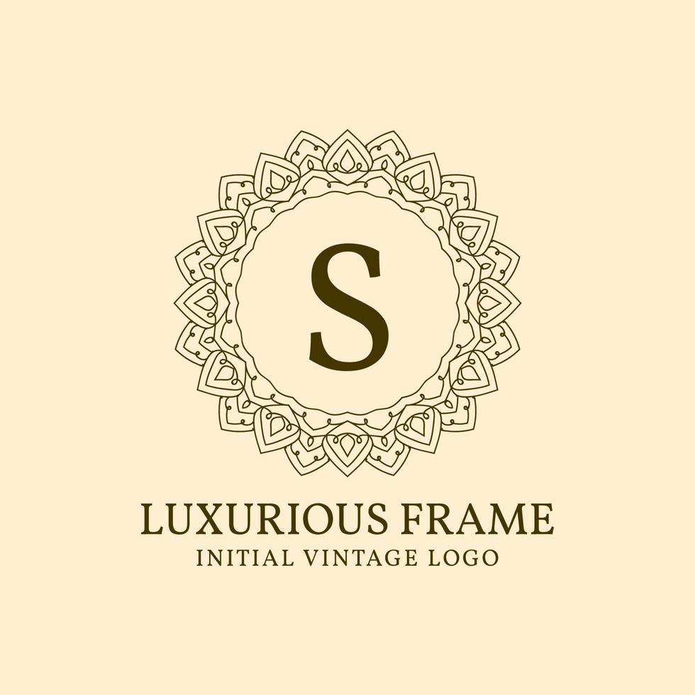 letter S luxurious frame initial vintage vector logo design element