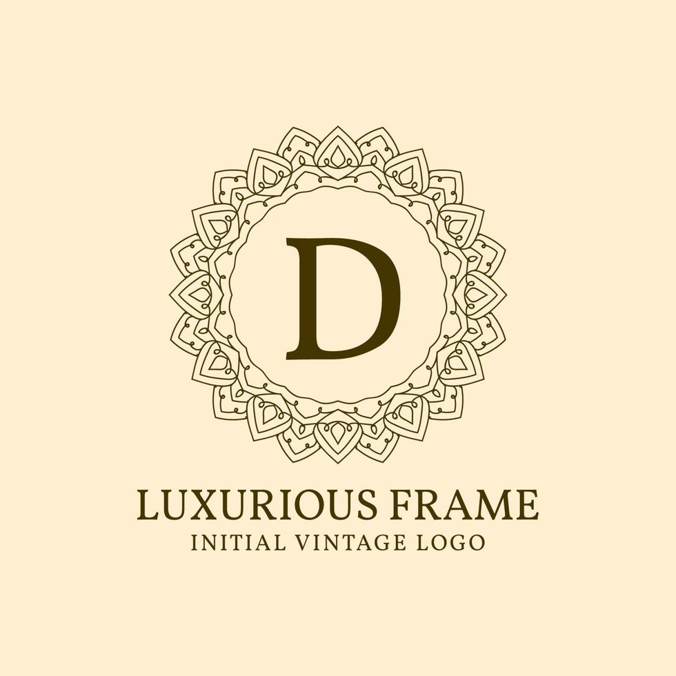 letter D luxurious frame initial vintage vector logo design element