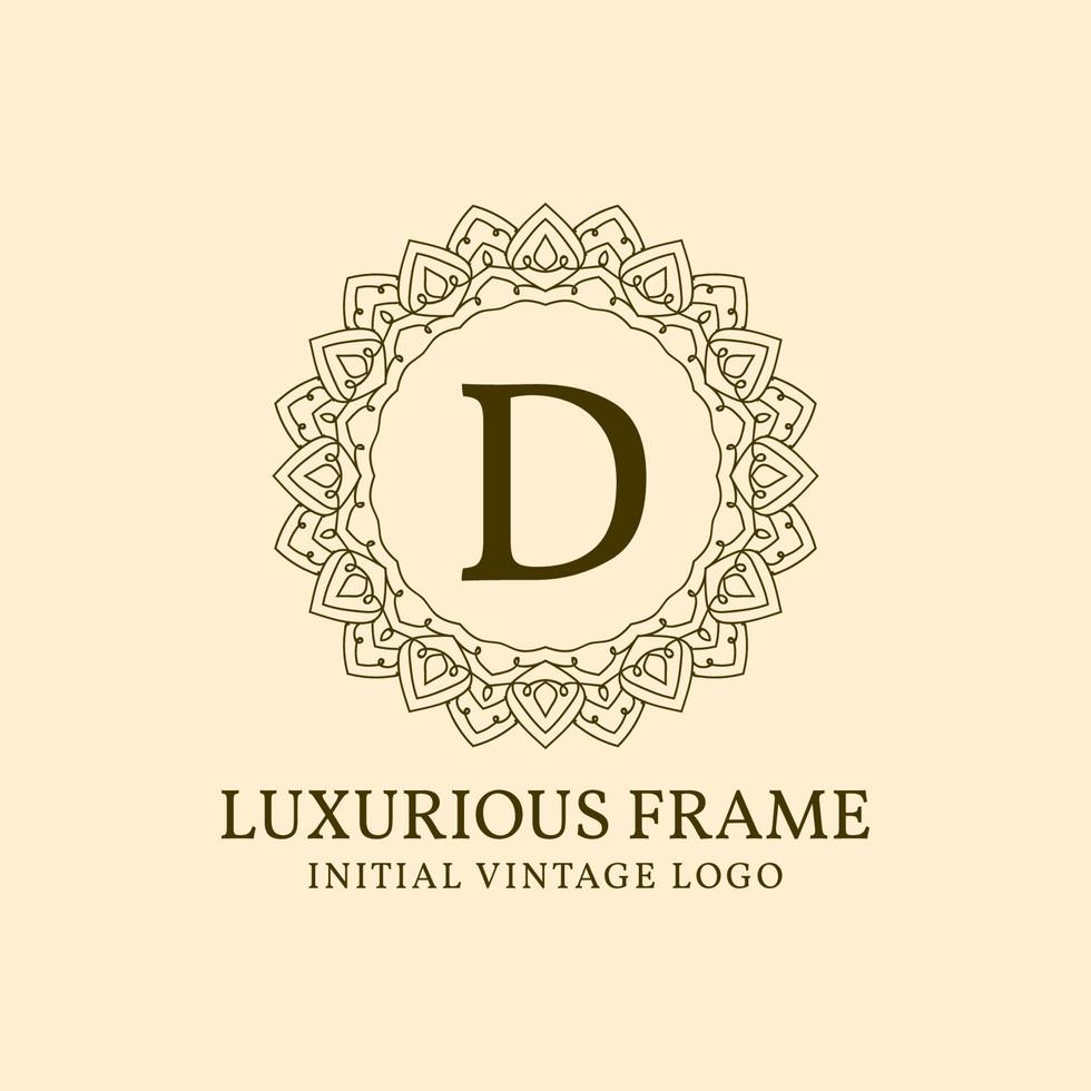 letter D luxurious frame initial vintage vector logo design element