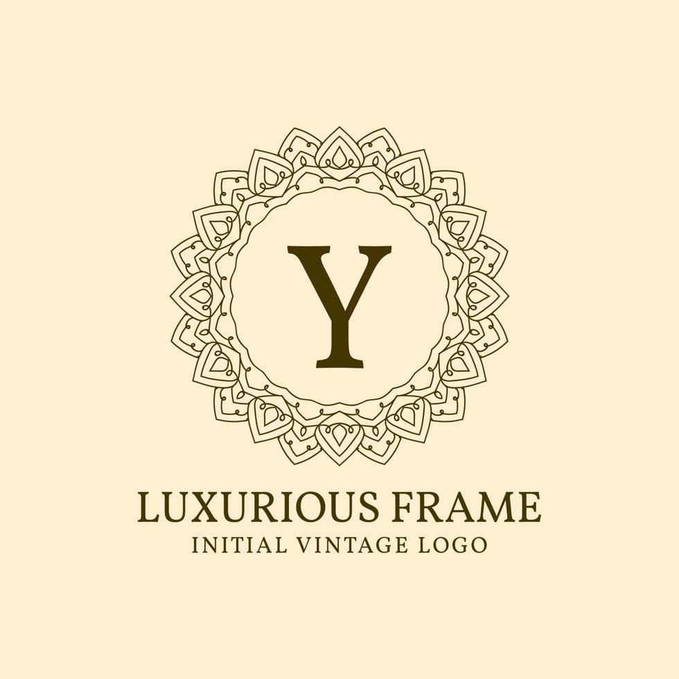 letter Y luxurious frame initial vintage vector logo design element