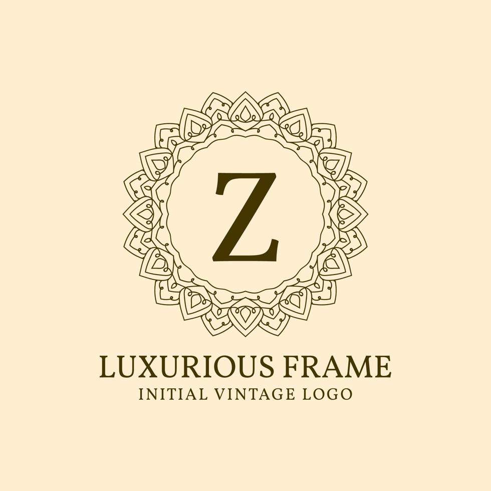 letter Z luxurious frame initial vintage vector logo design element