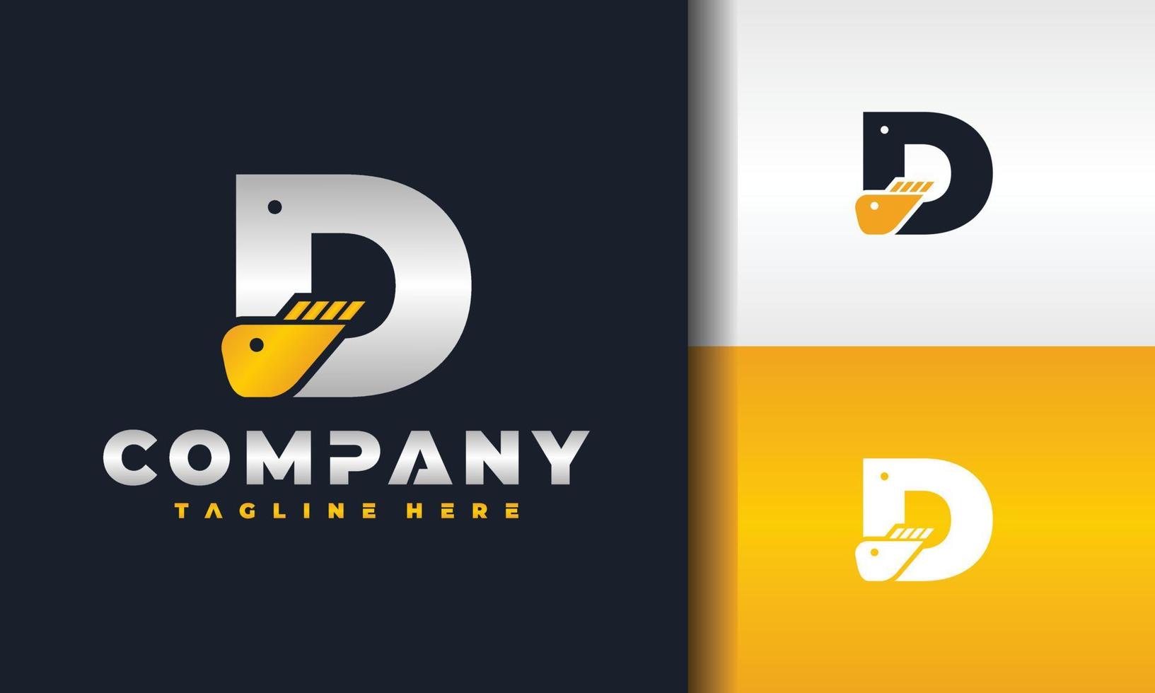 letter D excavator logo vector