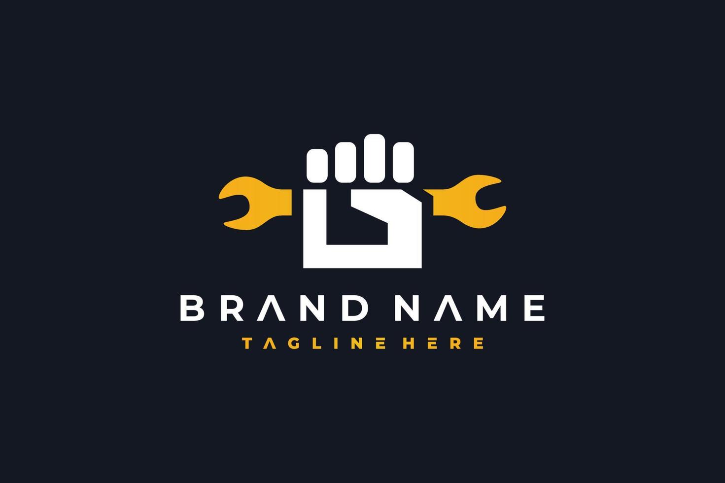 wrench hand fist logo vector