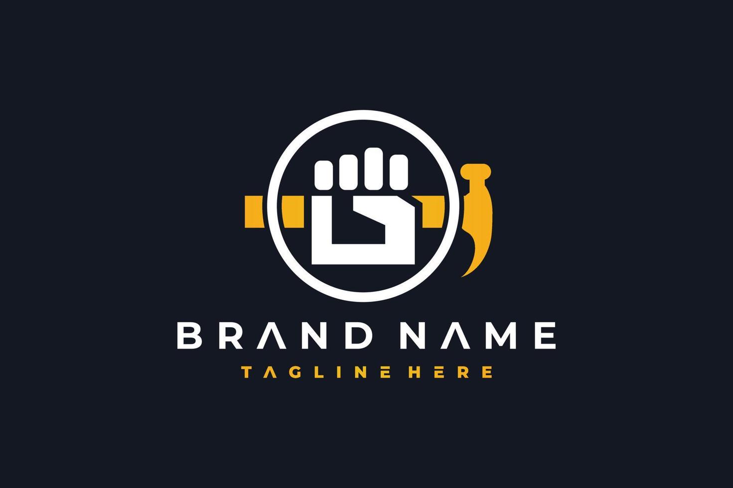 hammer hand fist logo vector