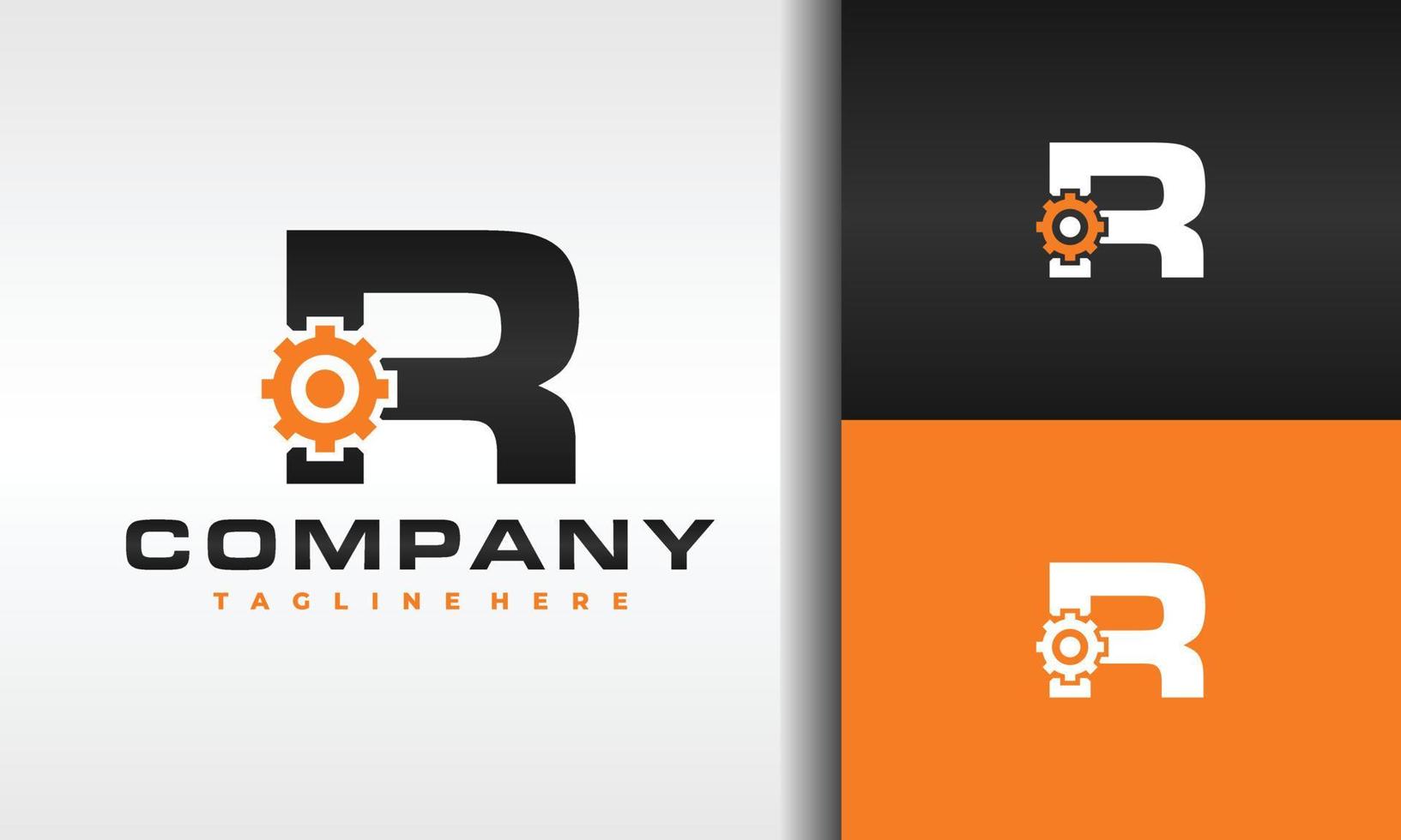 logotipo de engranaje de letra r vector