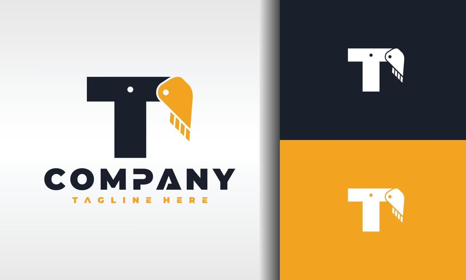 logotipo de la excavadora letra t vector