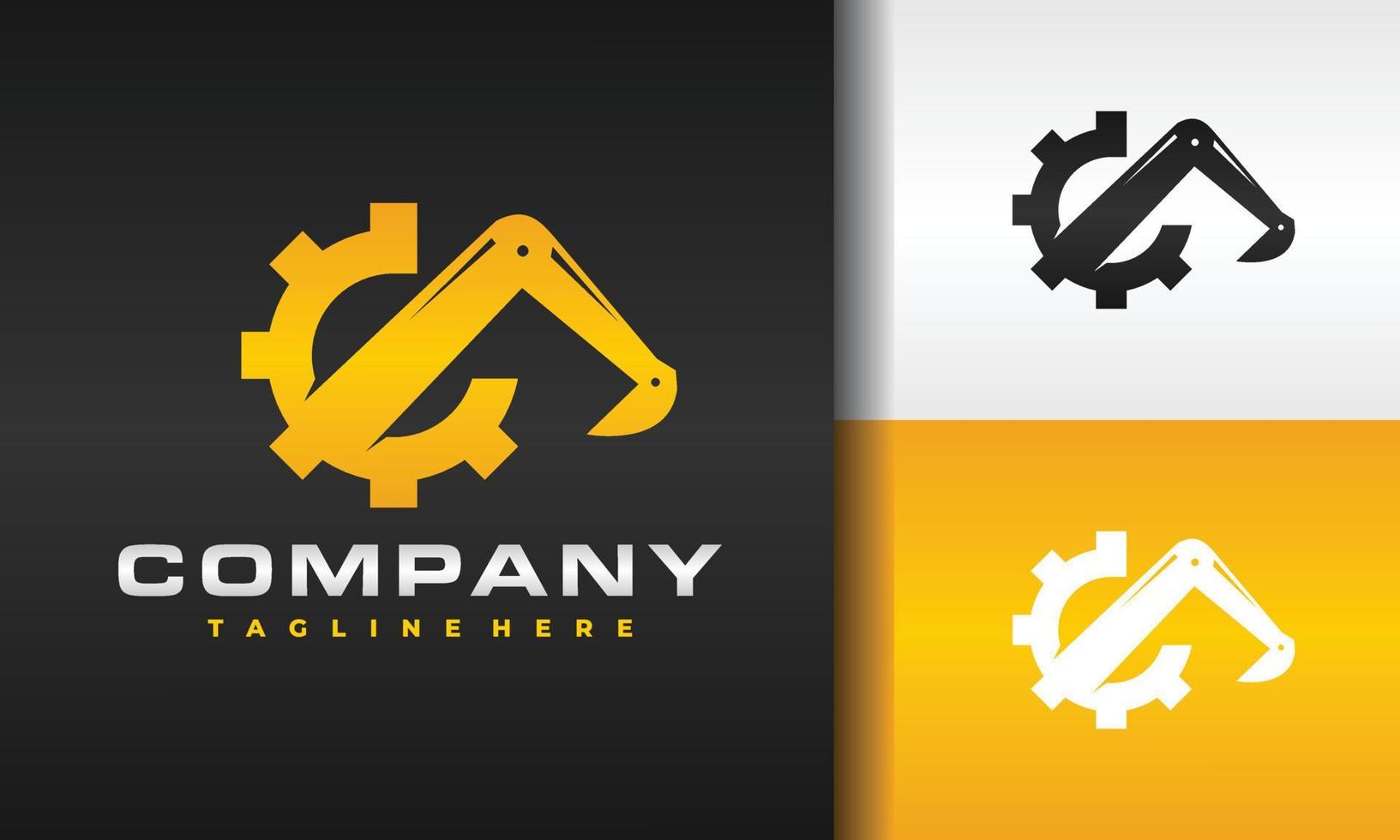 excavator gear logo vector
