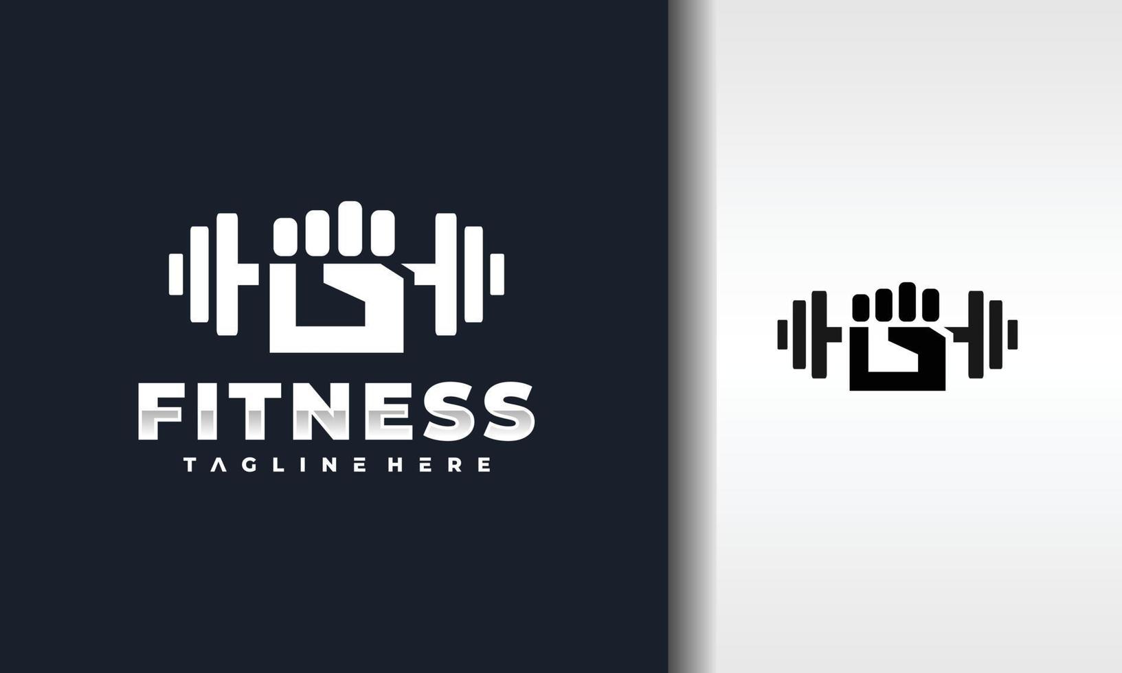 logo de fitness con barra de puño vector