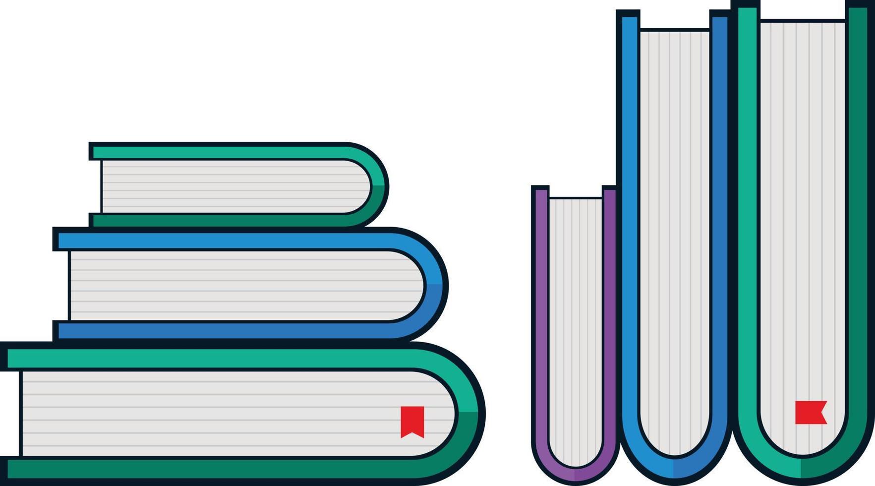 vector illustration of stacked books in different colors