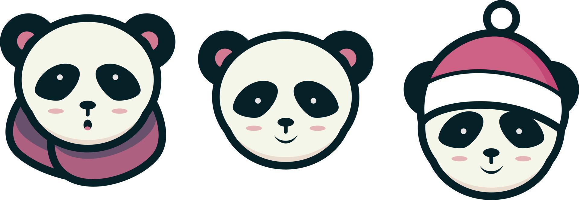 ilustración vectorial del lindo personaje panda con bufanda y sombrero de navidad vector