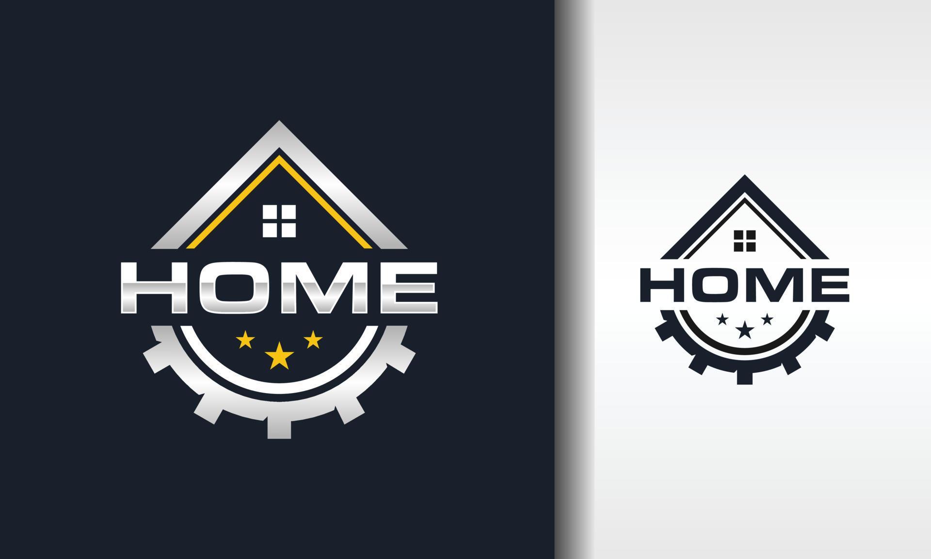 gear house emblem logo 9852903 Vector Art at Vecteezy