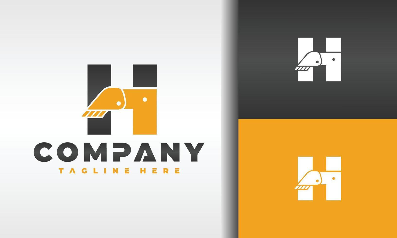 letter H excavator logo vector