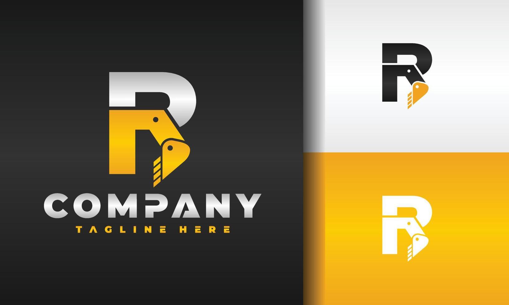 letter R excavator logo vector
