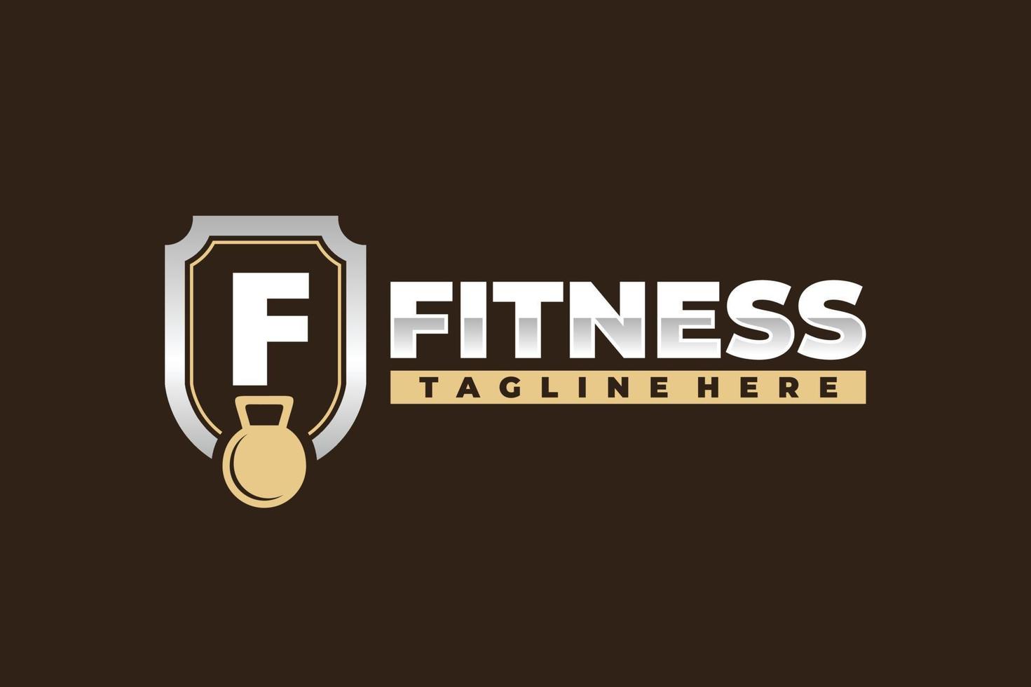 letter F shield fitness logo vector