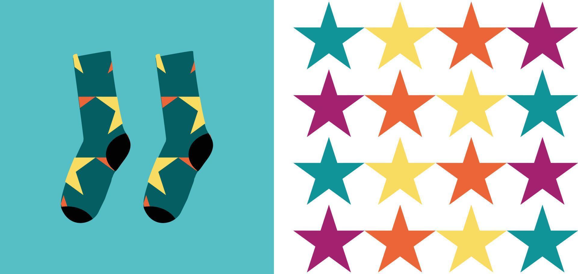 vector illustration of star pattern with socks mockup and others
