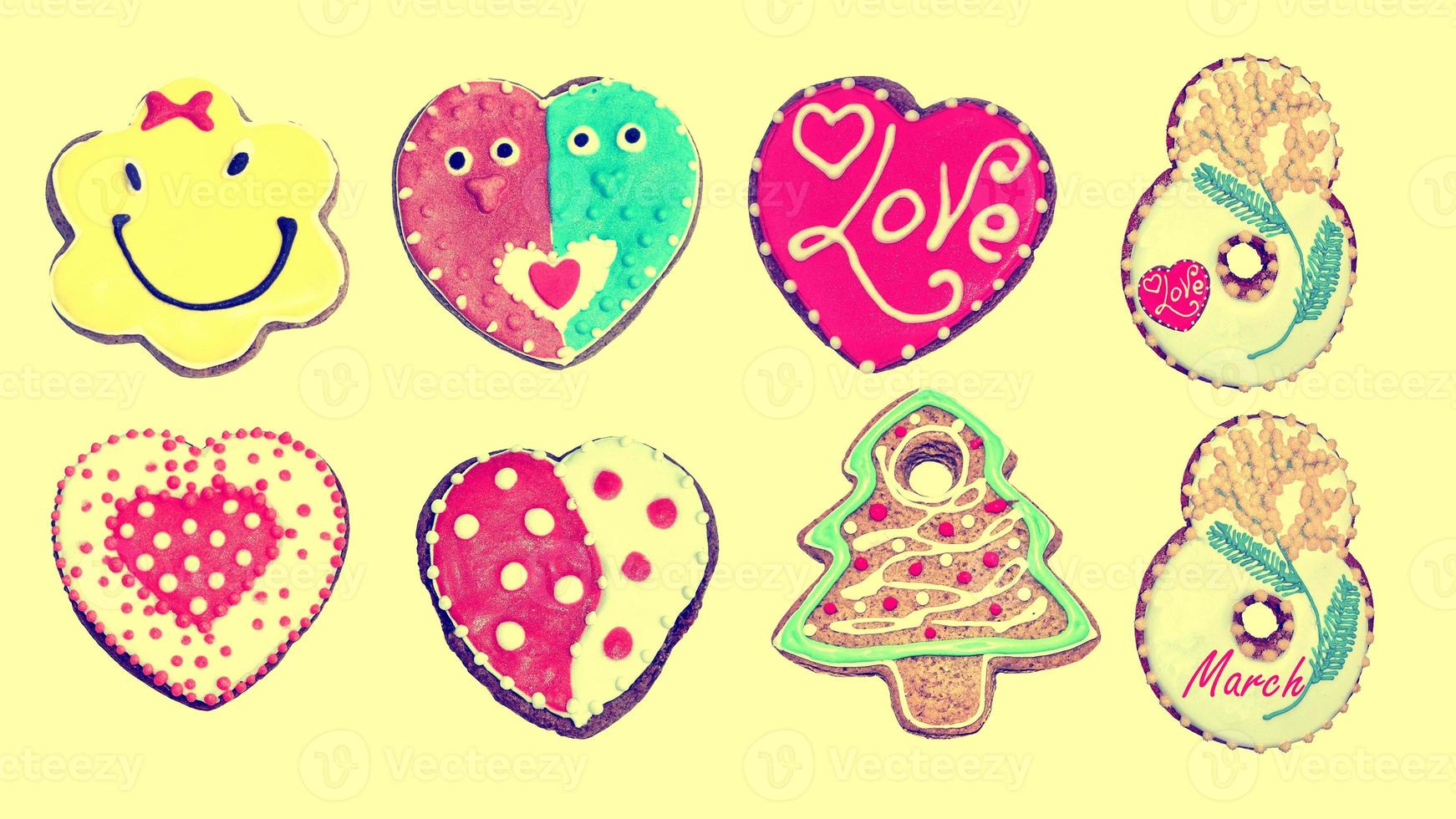 conjunto de coloridas galletas de jengibre foto