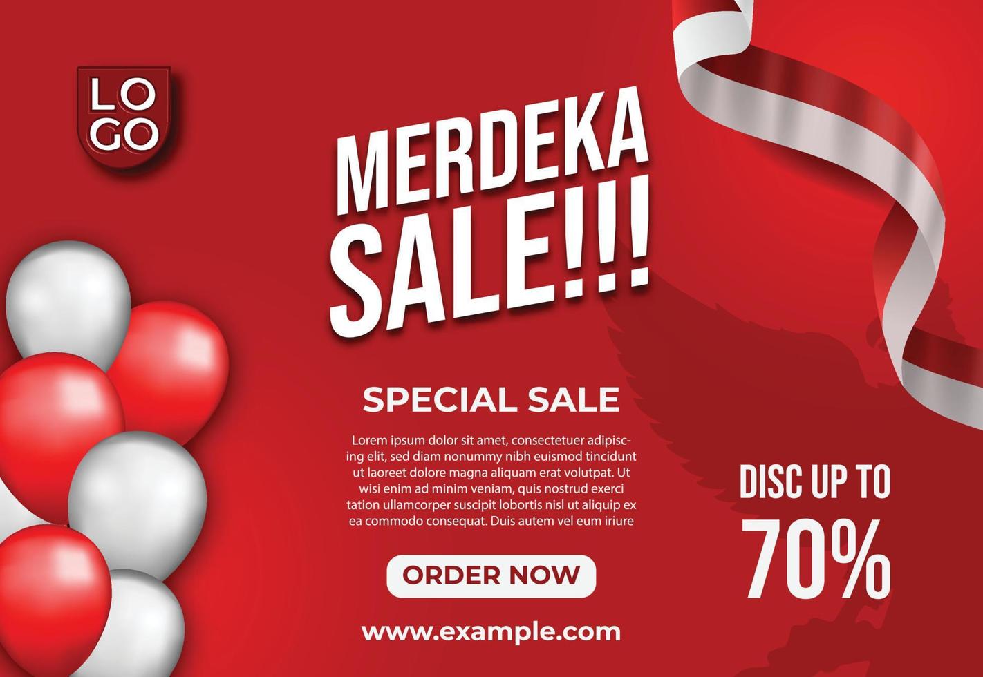 Merdeka Sale Social Media Post template Realistic Special Independence day flyer brochure vector