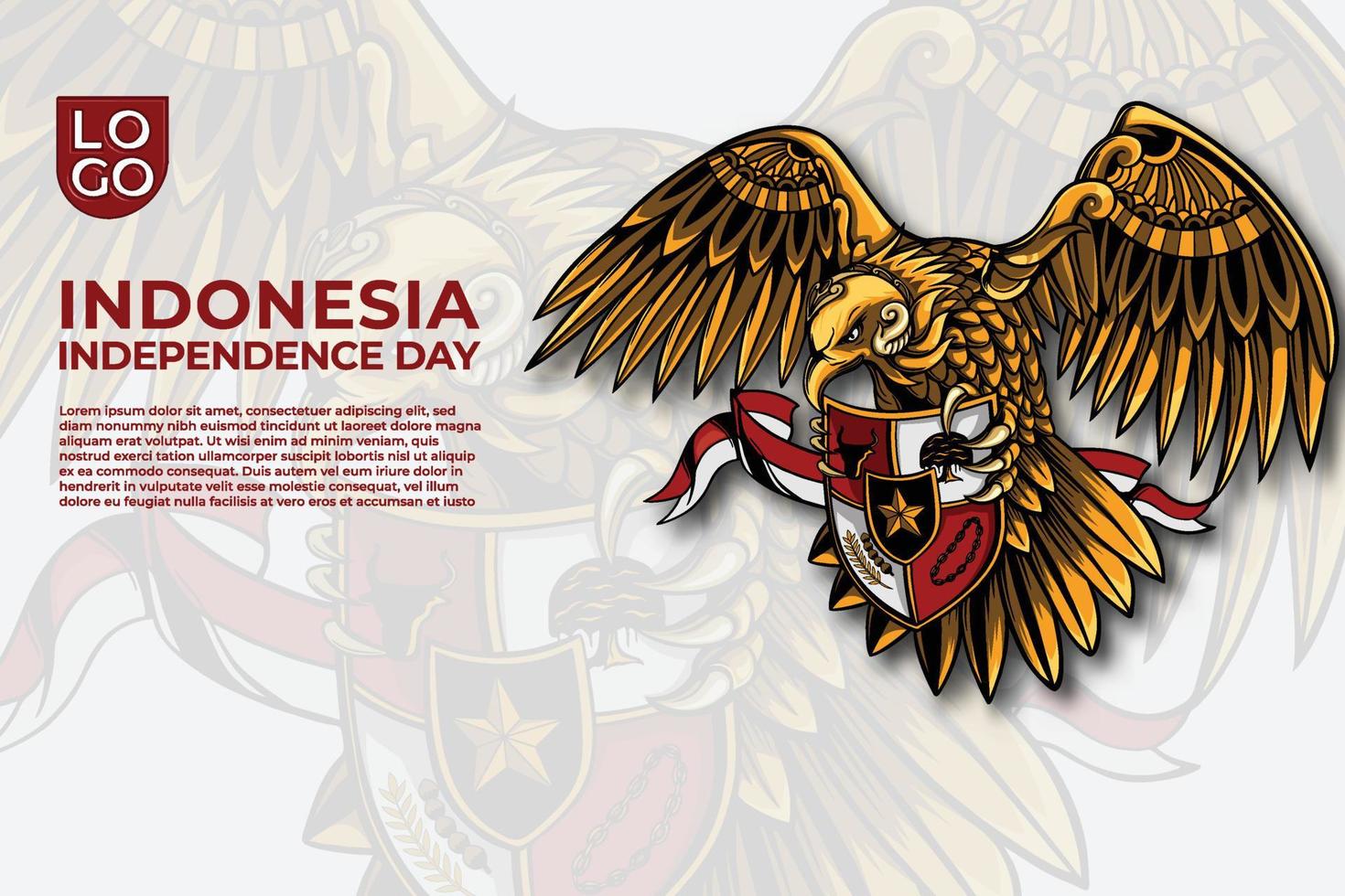 plantilla simple del día de la independencia de indonesia con estilo moderno de garuda art vector