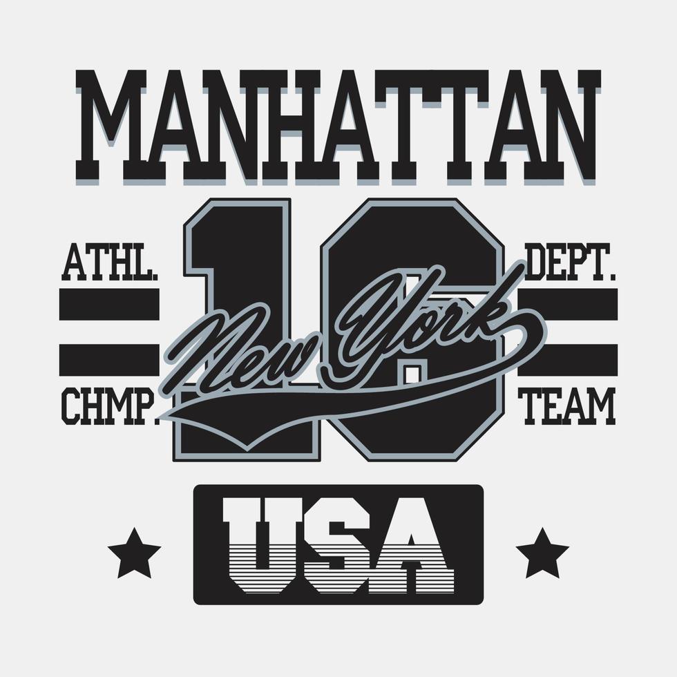 New York City Typography Graphics, Manhattan T-shirt Printing Design, USA original wear, Vintage Print for sportswear apparel - vector illustration
