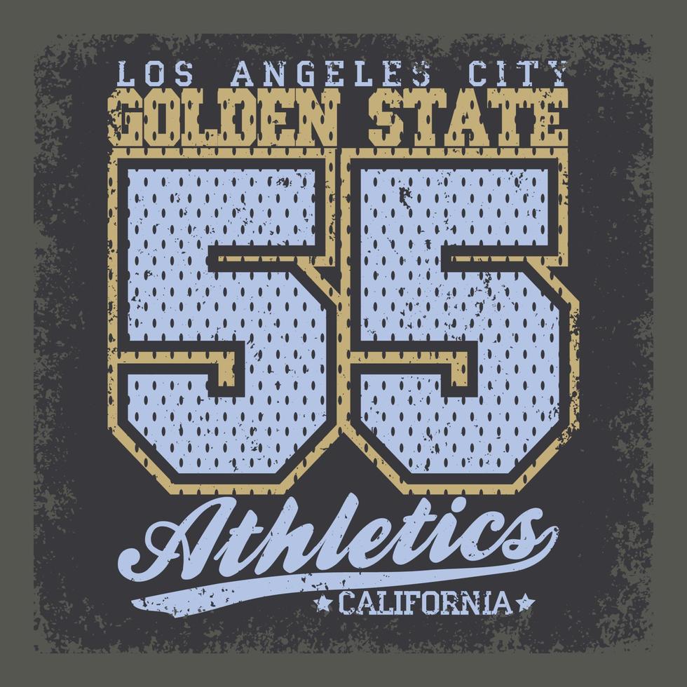 gráficos tipográficos de california, diseño de impresión de camisetas, sello de desgaste original, estampado vintage para ropa deportiva. vector