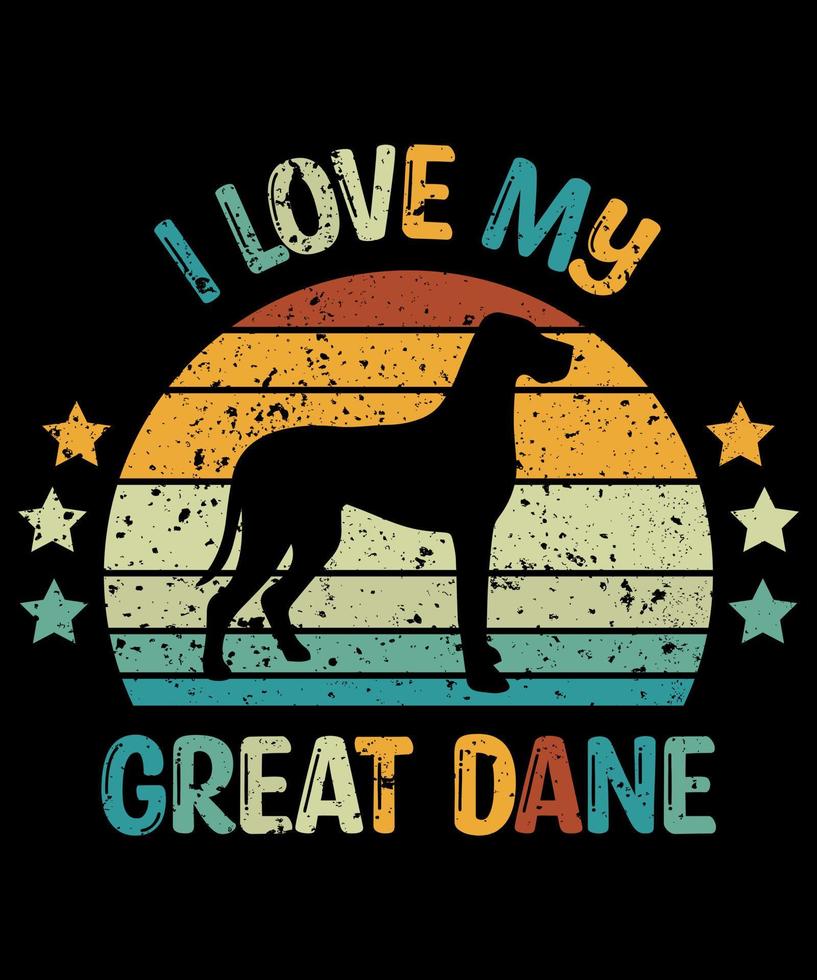 Funny Great Dane Vintage Retro Sunset Silhouette Gifts Dog Lover Dog Owner Essential T-Shirt vector