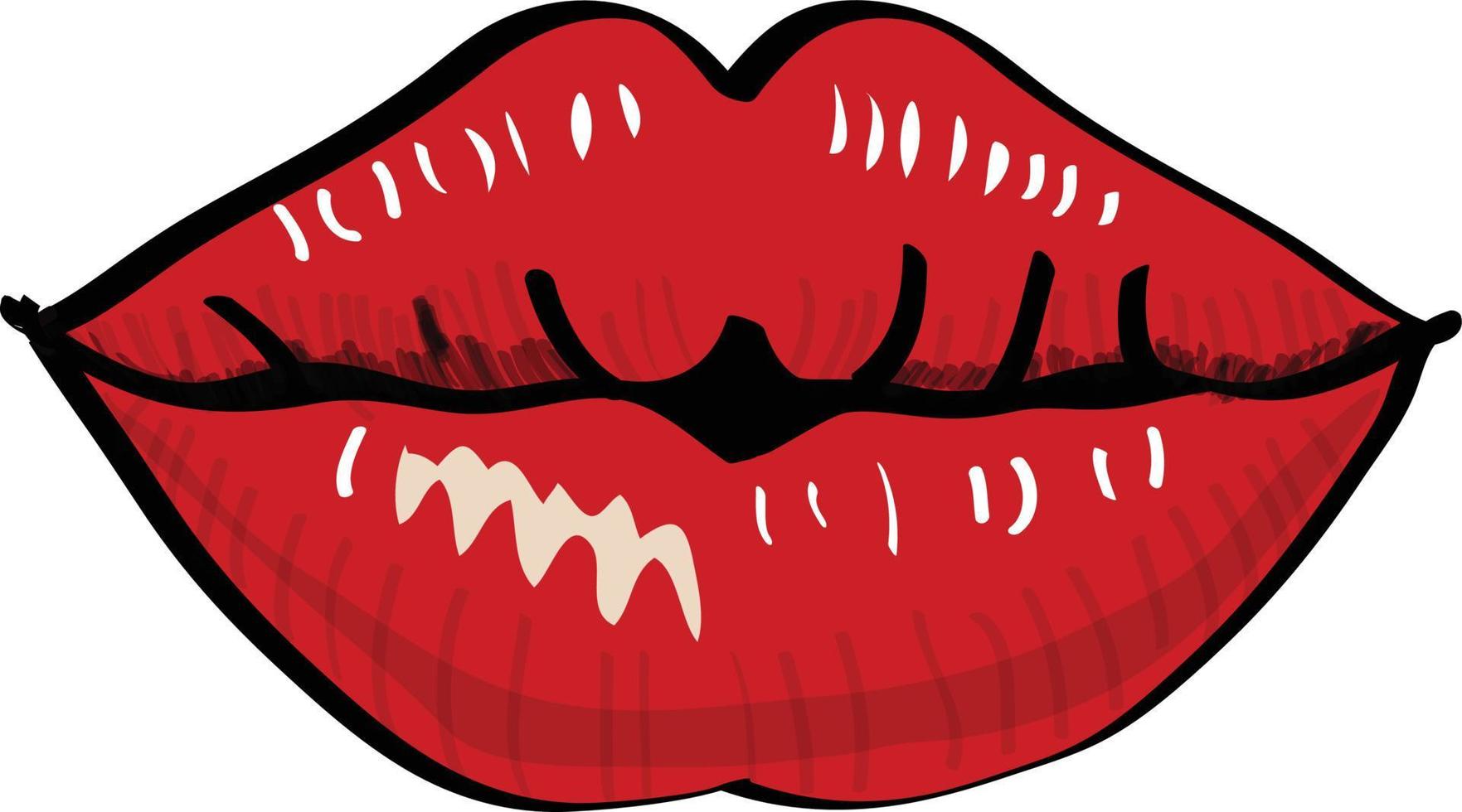Red sexy female lips isolated on a transparent background, an air kiss, beautiful lips, beauty, red lipstick, cosmetics. vector