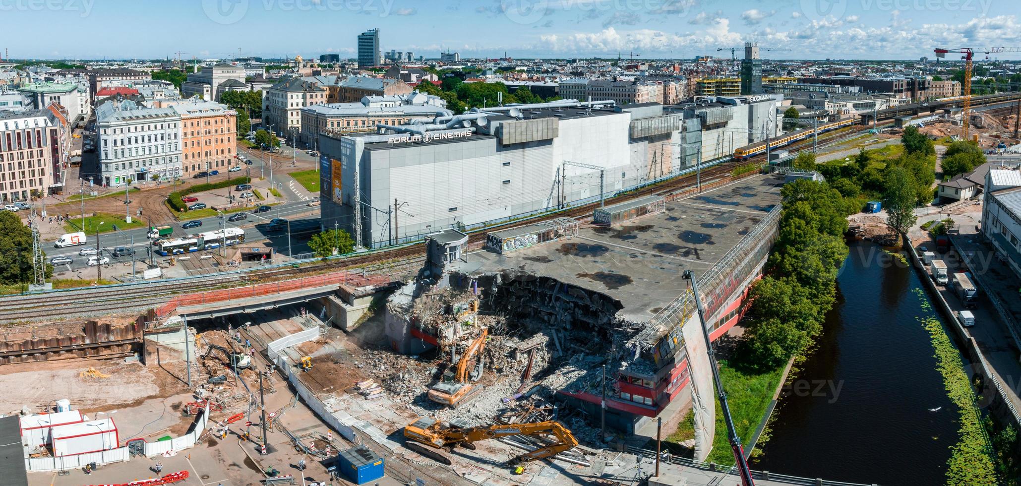 Demolition of the Titanic building in the center of Riga photo