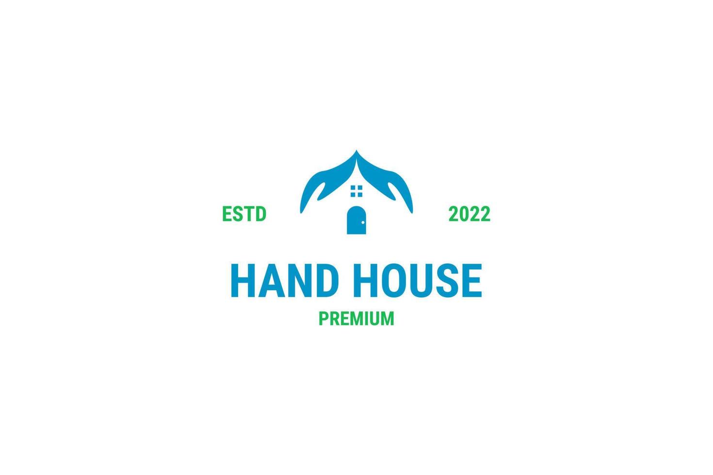 ilustración plana de la idea de diseño de logotipo de hogar y mano vector