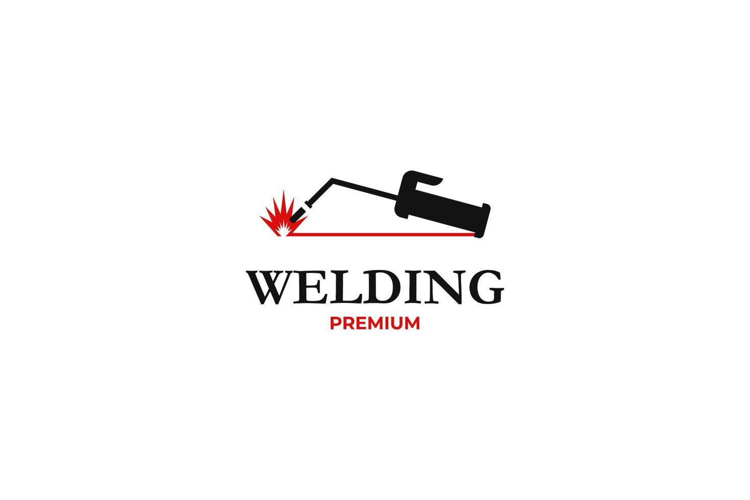 Flat illustration welding torch logo design. Welder tool with spark ...