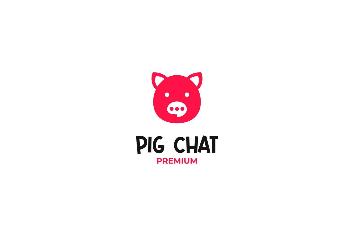 idea de ilustración de plantilla de vector de diseño de logotipo de chat de cerdo minimalista plana