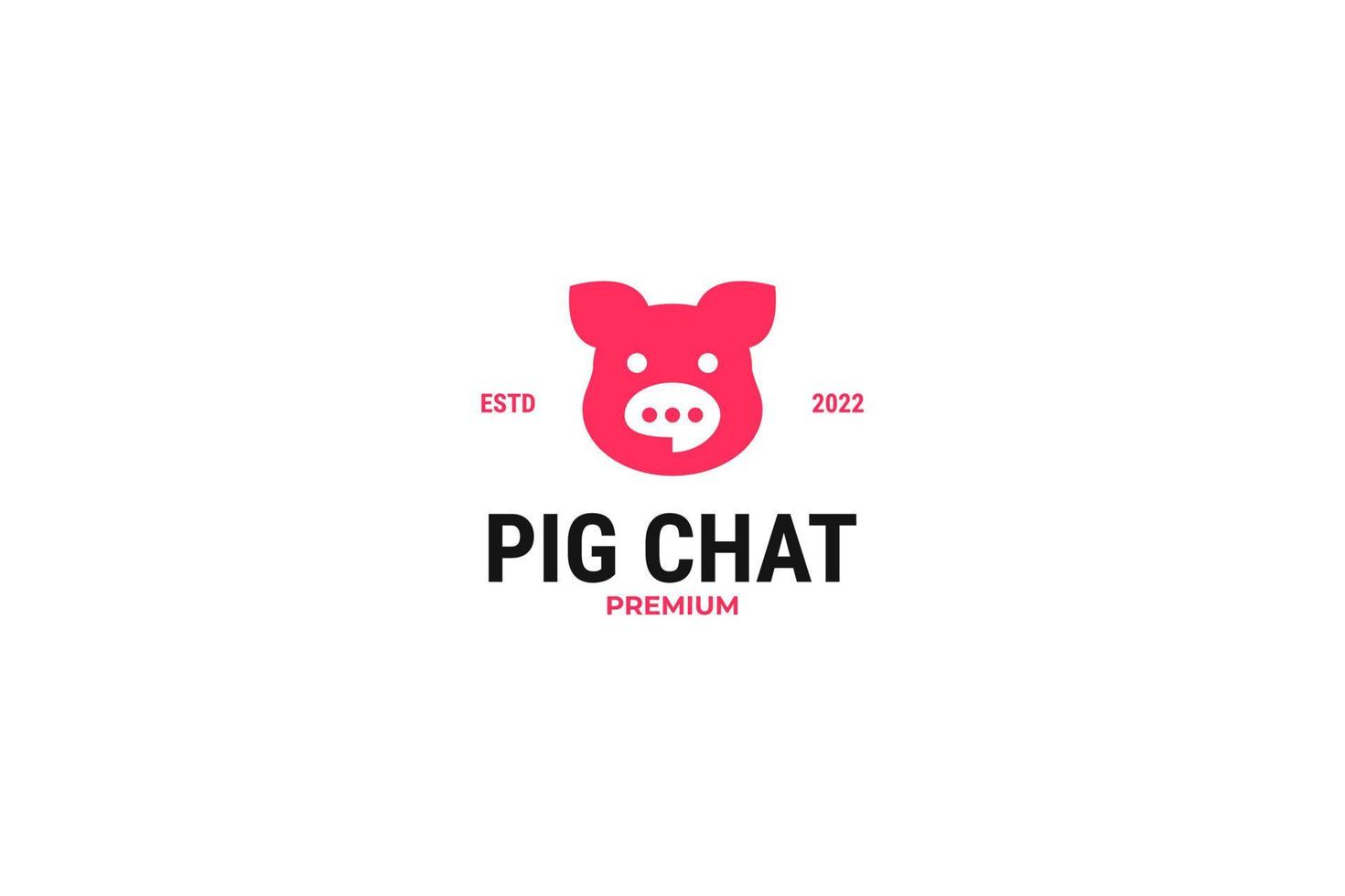 Flat minimalist pig chat logo design vector template illustration idea