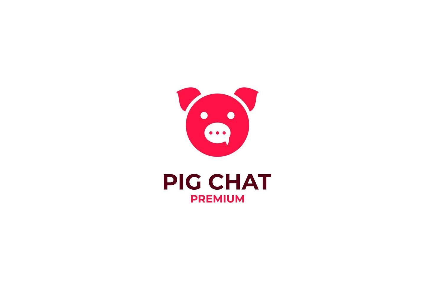 Flat minimalist pig chat logo design vector template illustration idea