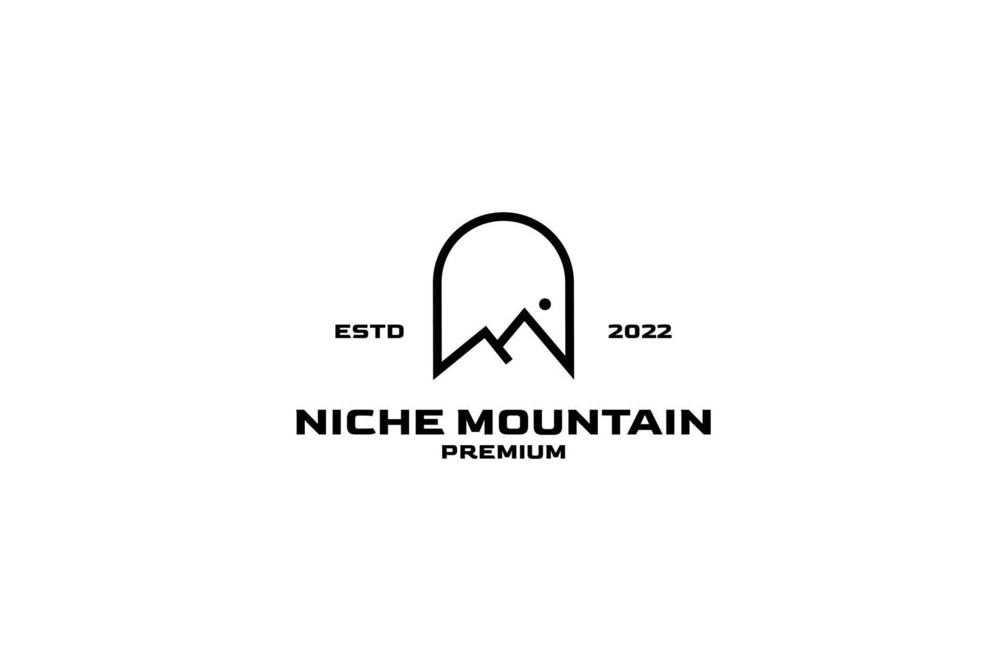 nicho plano puerta montaña logo vector icono ilustración idea