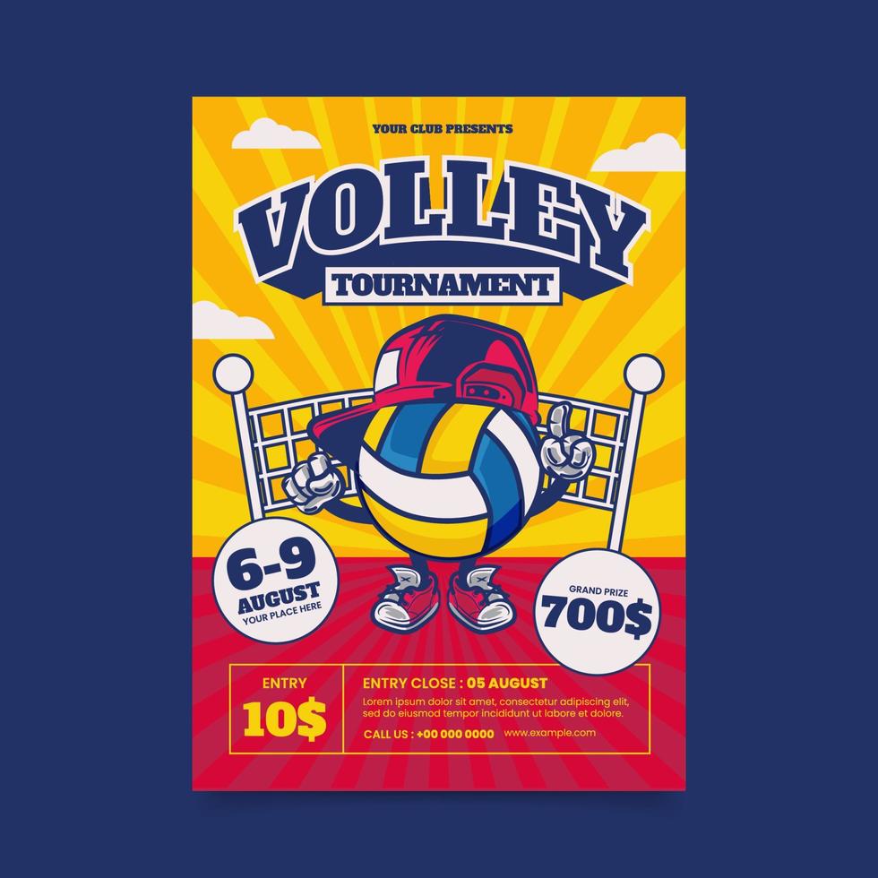 folleto del torneo de voleibol vector