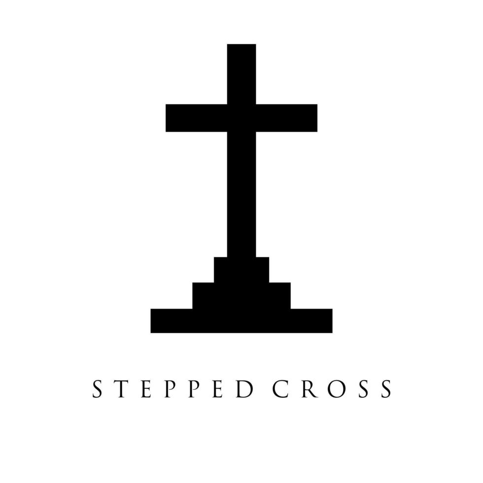 stepped cross vector illustration. Christians catholicism icons tribal vector collection peace jesus pictures. Cross spirituality, catholicism believe, christianity religious illustration