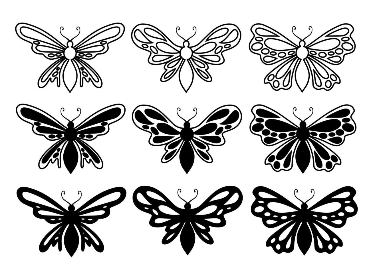 Butterfly Line Art Doodle Illustration vector