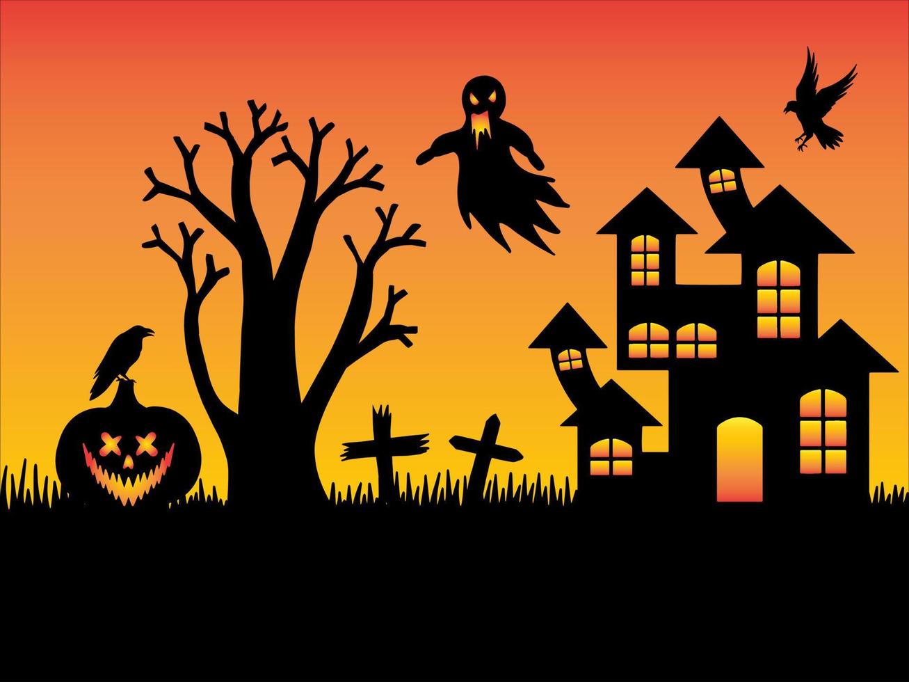 silueta ilustración de fondo de halloween vector